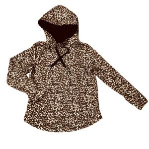 Ideology Pullover with Sherpa lined Hood Animal Print Size M